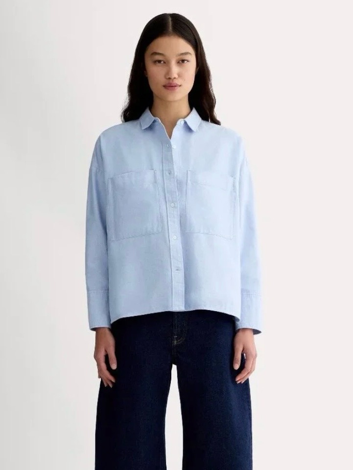 Everlane Boxy Cotton Oxford Button Up Shirt Size M Light Blue